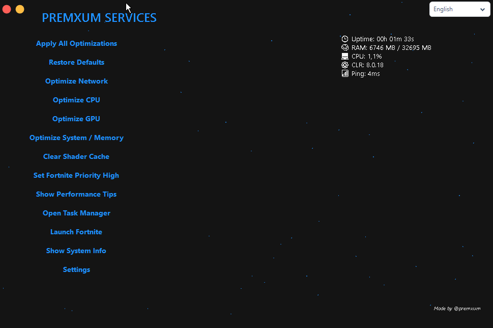 Tweaking Utility Interface